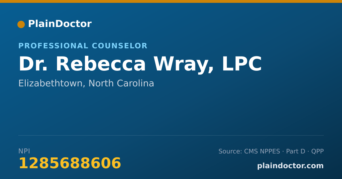 Shareable card for Rebecca Wray, LPC - Professional Counselor, Elizabethtown, NC