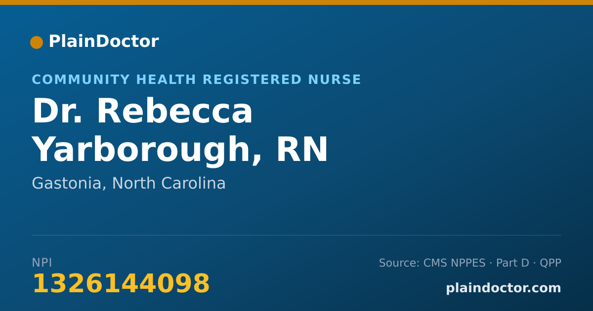 Shareable card for Rebecca Yarborough, RN - Community Health Registered Nurse, Gastonia, NC