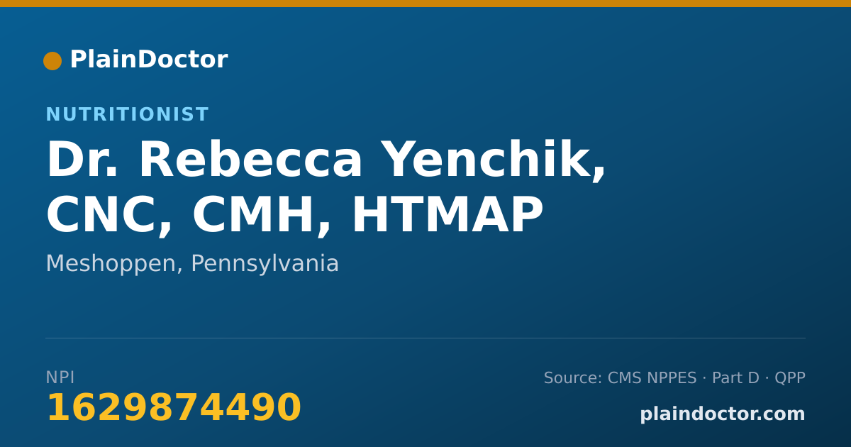 Shareable card for Rebecca Yenchik, CNC, CMH, HTMAP - Nutritionist, Meshoppen, PA