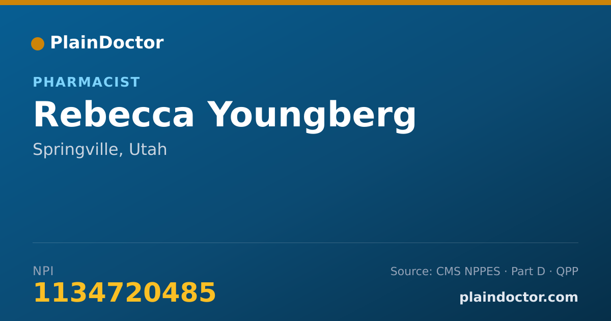 Shareable card for Rebecca Youngberg - Pharmacist, Springville, UT