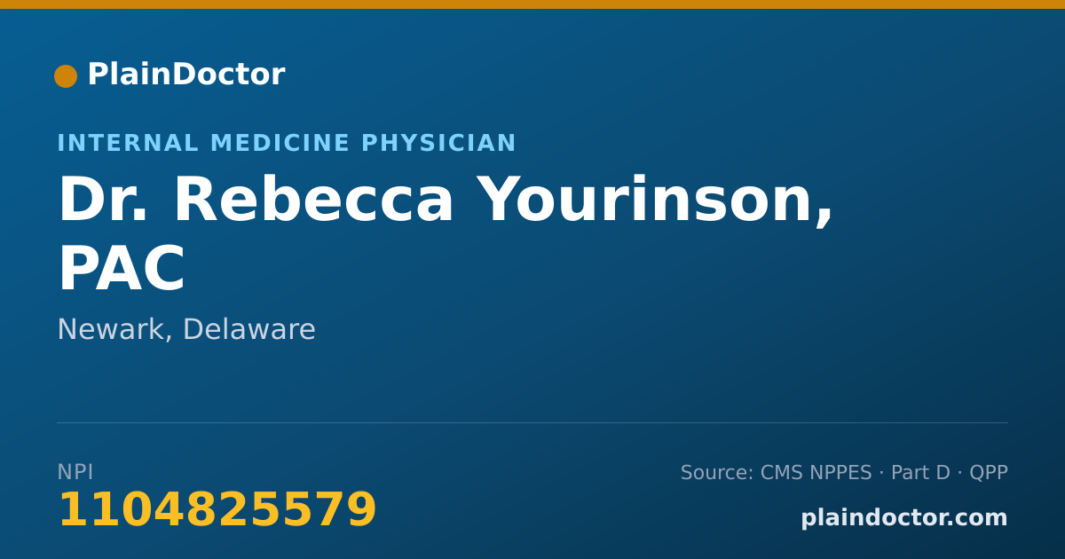 Shareable card for Rebecca Yourinson, PAC - Internal Medicine Physician, Newark, DE