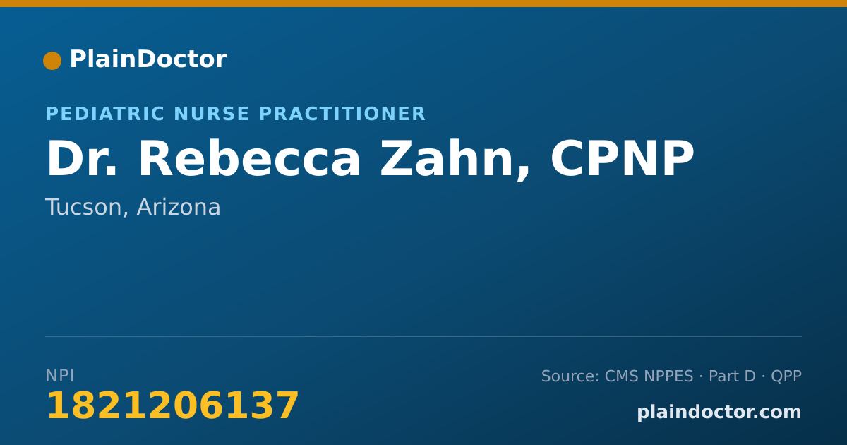 Shareable card for Rebecca Zahn, CPNP - Pediatric Nurse Practitioner, Tucson, AZ