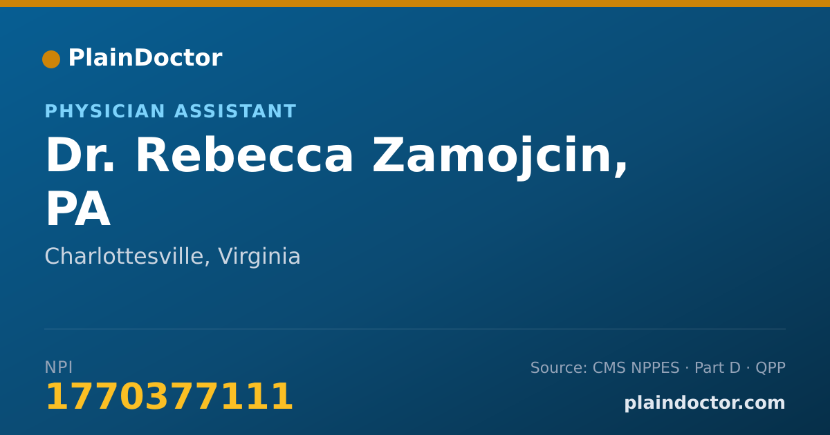 Shareable card for Rebecca Zamojcin, PA - Physician Assistant, Charlottesville, VA