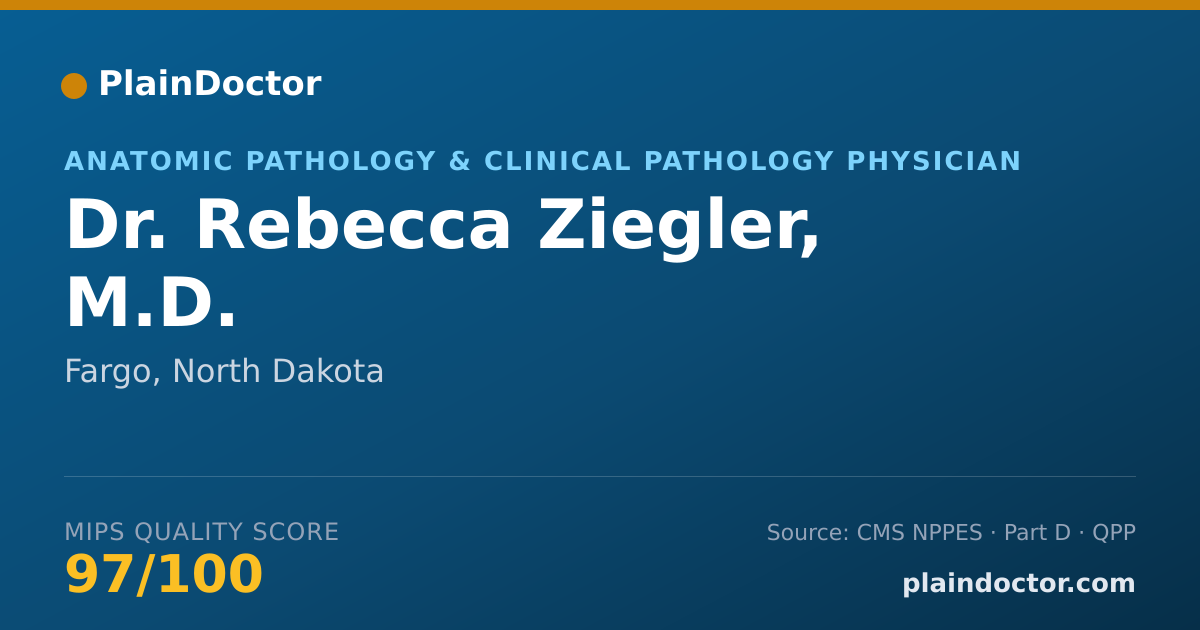 Shareable card for Rebecca Ziegler, M.D. - Anatomic Pathology & Clinical Pathology Physician, Fargo, ND