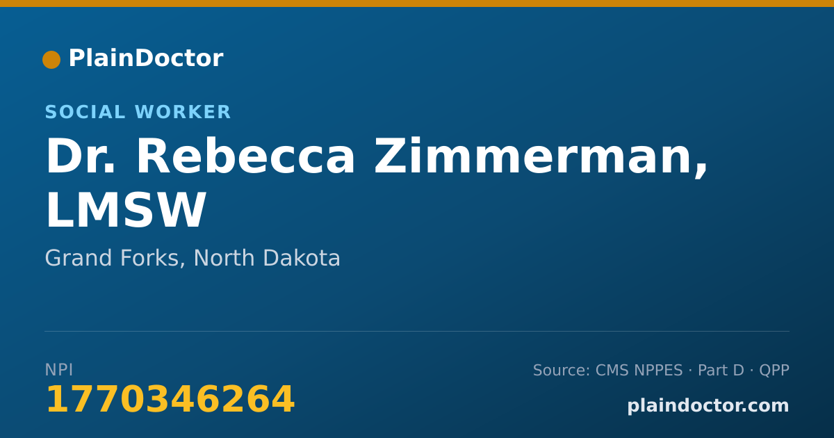 Shareable card for Rebecca Zimmerman, LMSW - Social Worker, Grand Forks, ND