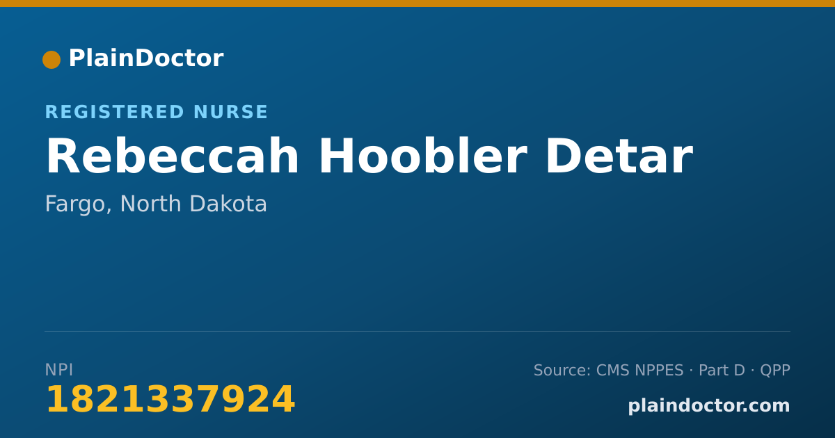Shareable card for Rebeccah Hoobler Detar - Registered Nurse, Fargo, ND