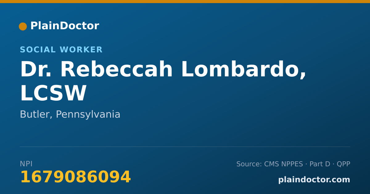 Shareable card for Rebeccah Lombardo, LCSW - Social Worker, Butler, PA