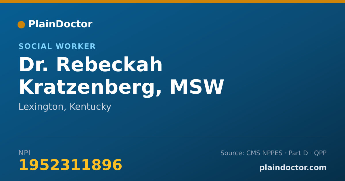 Shareable card for Rebeckah Kratzenberg, MSW - Social Worker, Lexington, KY