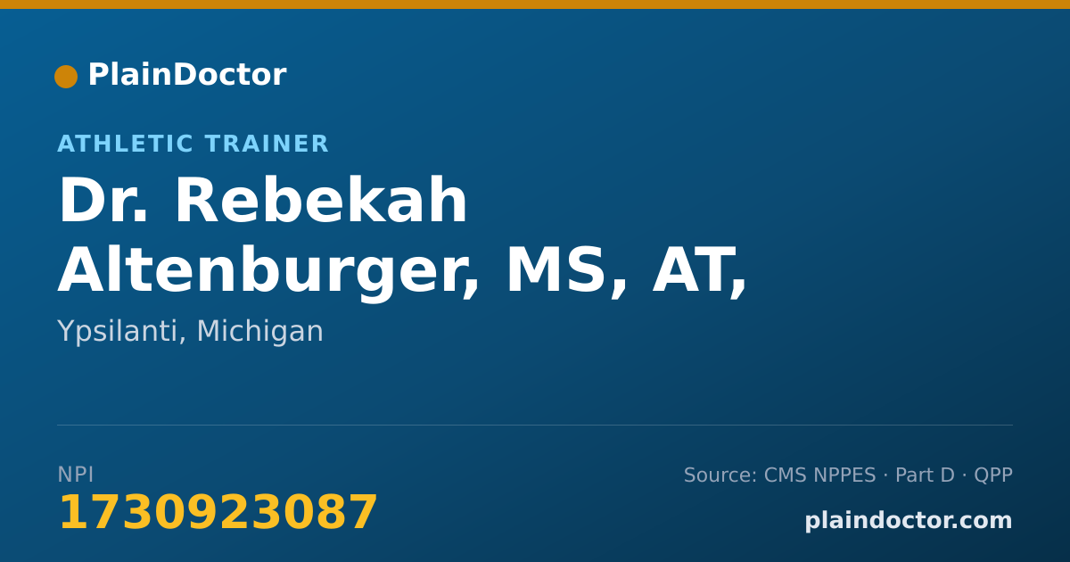 Shareable card for Rebekah Altenburger, MS, AT, ATC - Athletic Trainer, Ypsilanti, MI