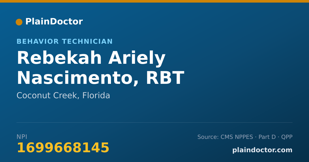 Shareable card for Rebekah Ariely Nascimento, RBT - Behavior Analyst, Coconut Creek, FL