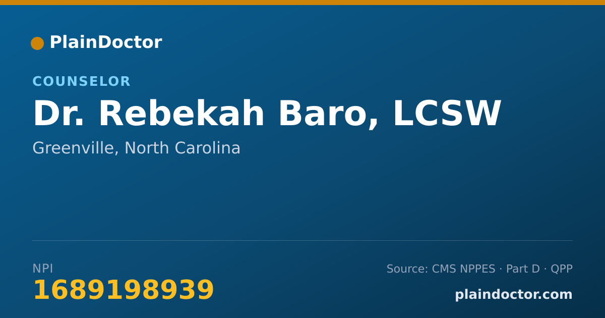 Shareable card for Rebekah Baro, LCSW - Counselor, Greenville, NC