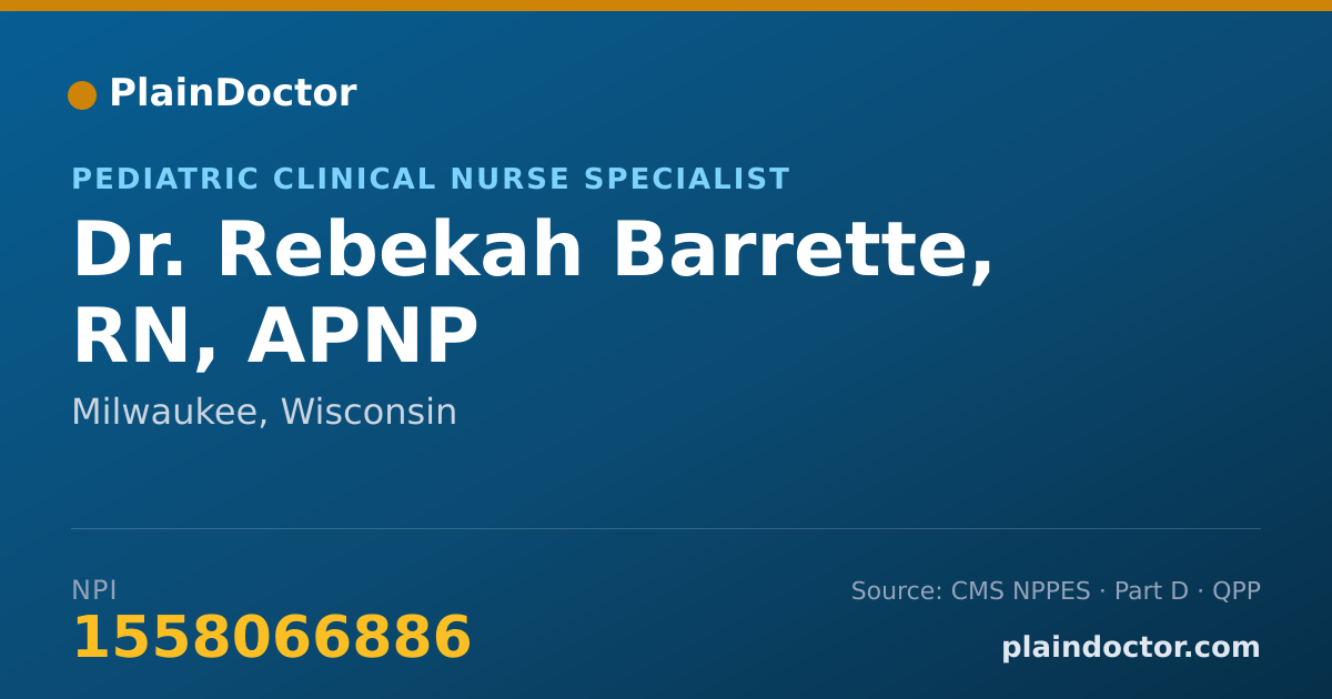 Shareable card for Rebekah Barrette, RN, APNP - Pediatric Clinical Nurse Specialist, Milwaukee, WI