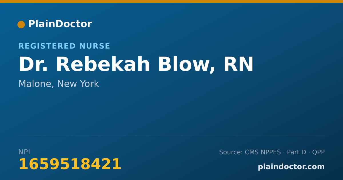 Shareable card for Rebekah Blow, RN - Registered Nurse, Malone, NY