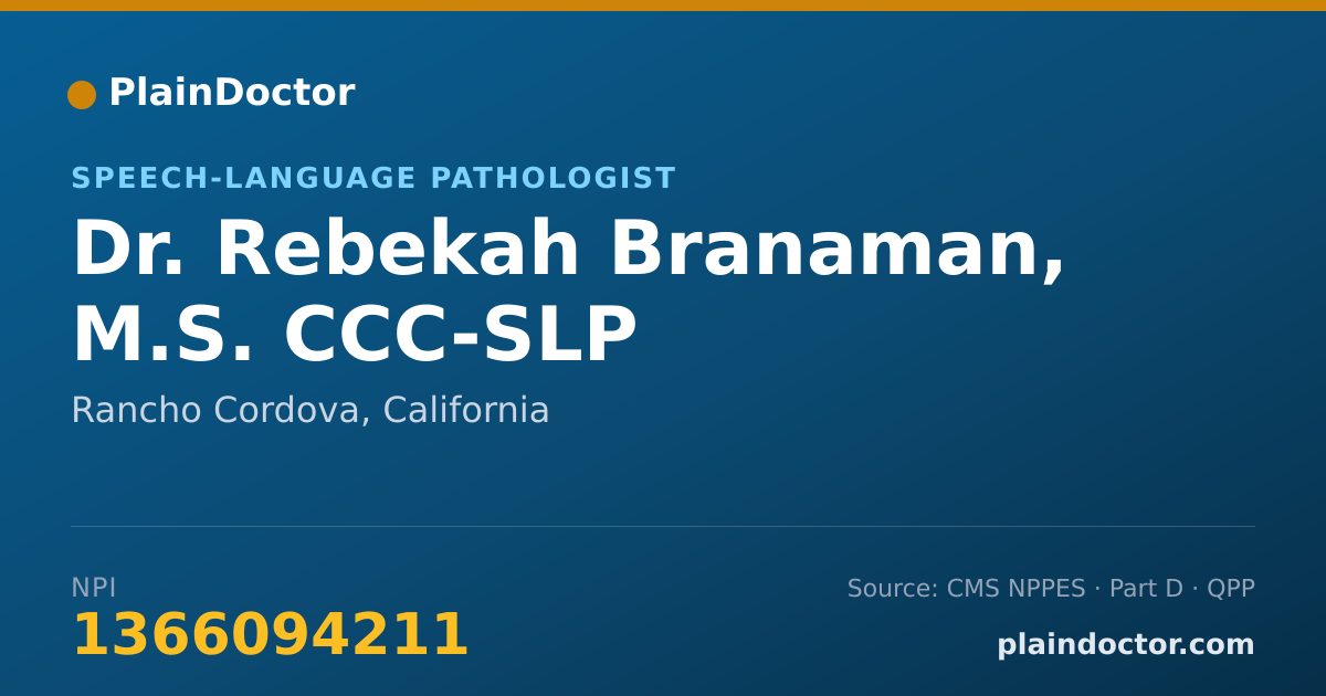 Shareable card for Rebekah Branaman, M.S. CCC-SLP - Speech-Language Pathologist, Rancho Cordova, CA