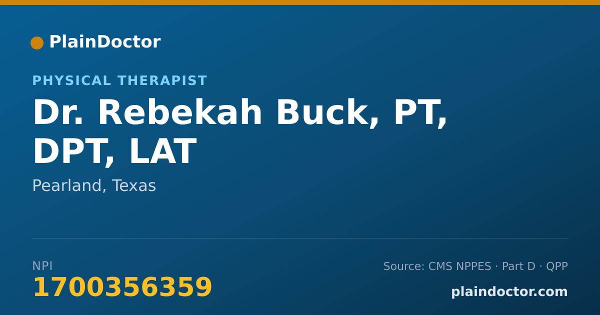 Shareable card for Rebekah Buck, PT, DPT, LAT - Physical Therapist, Pearland, TX