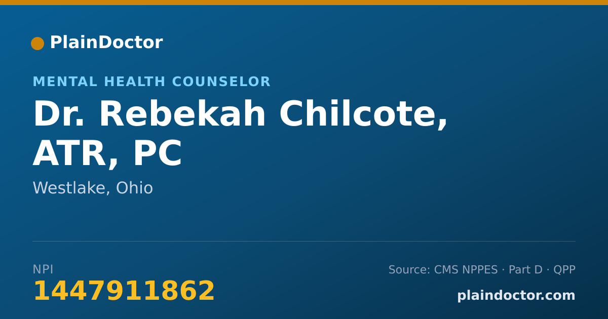 Shareable card for Rebekah Chilcote, ATR, PC - Mental Health Counselor, Westlake, OH