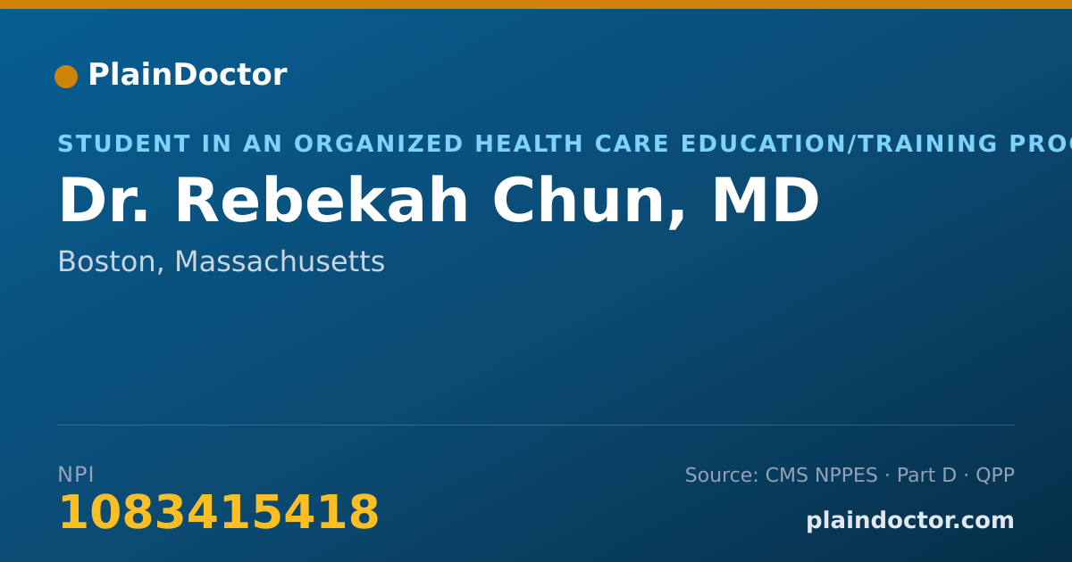 Shareable card for Rebekah Chun, MD - Student in an Organized Health Care Education/Training Program, Boston, MA
