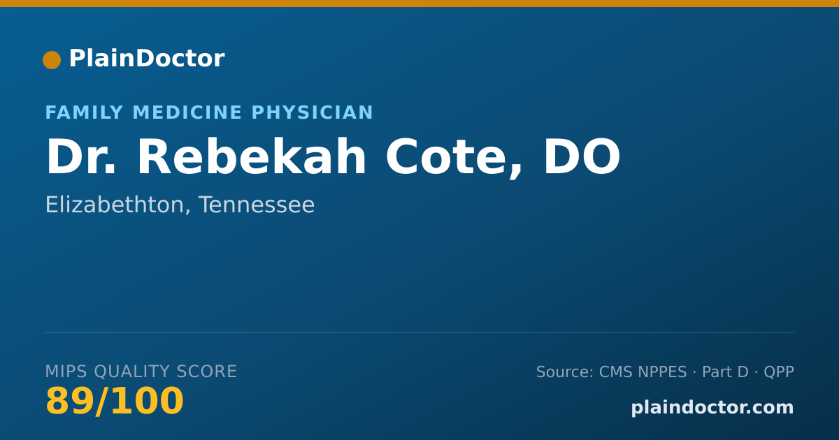 Shareable card for Rebekah Cote, DO - Family Medicine Physician, Elizabethton, TN