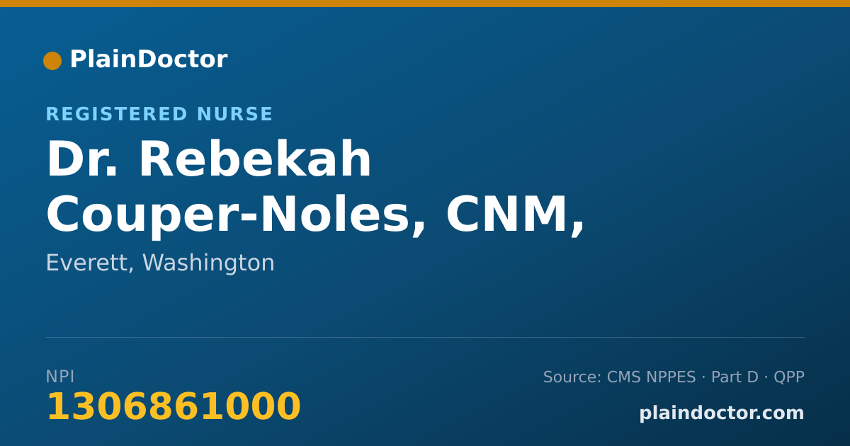 Shareable card for Rebekah Couper-Noles, CNM, ARNP - Registered Nurse, Everett, WA