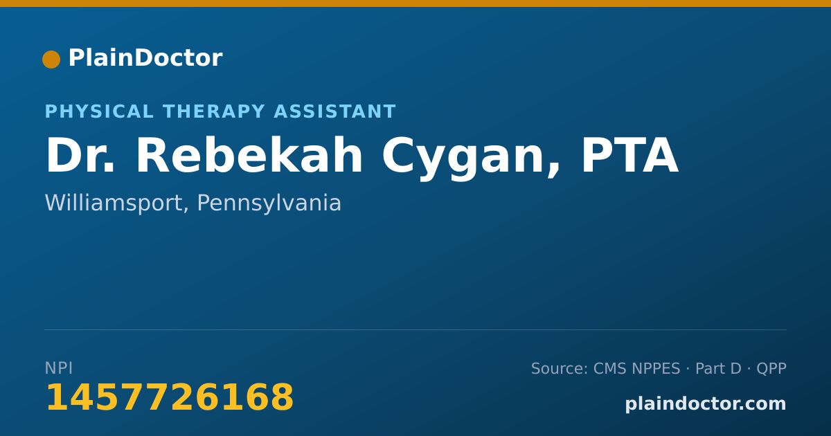 Shareable card for Rebekah Cygan, PTA - Physical Therapy Assistant, Williamsport, PA