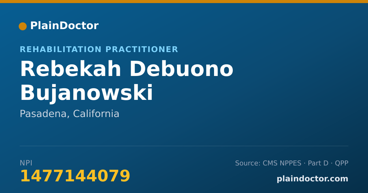Shareable card for Rebekah Debuono Bujanowski - Rehabilitation Practitioner, Pasadena, CA