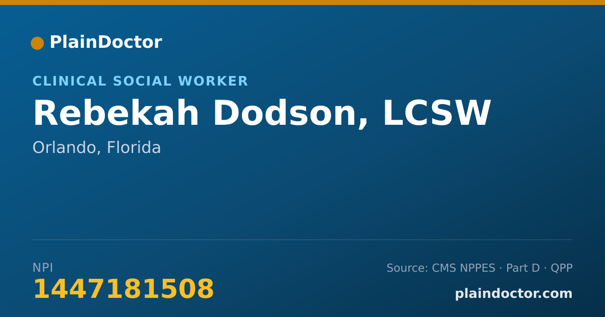Shareable card for Rebekah Dodson, LCSW - Clinical Social Worker, Orlando, FL