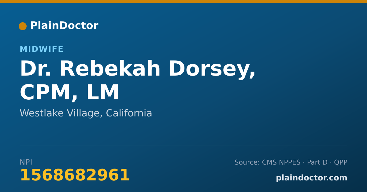 Shareable card for Rebekah Dorsey, CPM, LM - Midwife, Westlake Village, CA