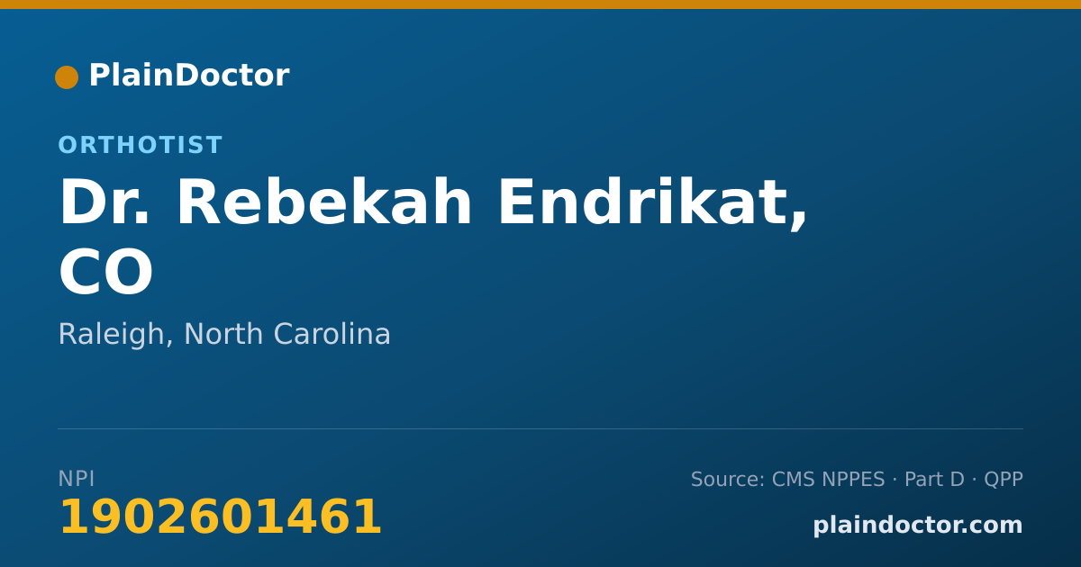 Shareable card for Rebekah Endrikat, CO - Orthotist, Raleigh, NC