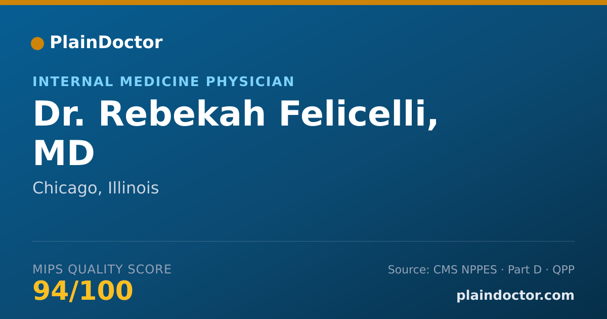 Shareable card for Rebekah Felicelli, MD - Internal Medicine Physician, Chicago, IL