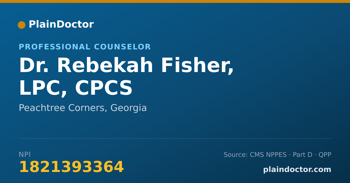 Shareable card for Rebekah Fisher, LPC, CPCS - Professional Counselor, Peachtree Corners, GA