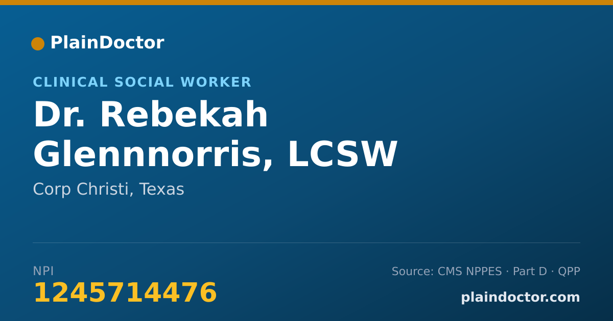 Shareable card for Rebekah Glennnorris, LCSW - Clinical Social Worker, Corp Christi, TX
