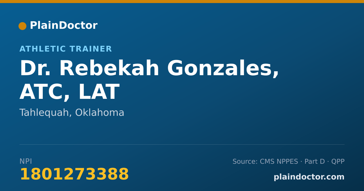 Shareable card for Rebekah Gonzales, ATC, LAT - Athletic Trainer, Tahlequah, OK