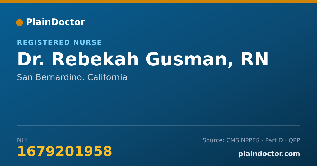 Shareable card for Rebekah Gusman, RN - Registered Nurse, San Bernardino, CA