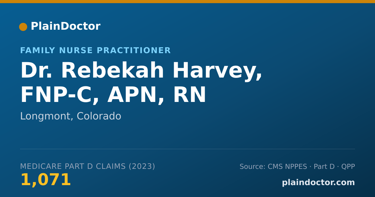 Shareable card for Rebekah Harvey, FNP-C, APN, RN - Family Nurse Practitioner, Longmont, CO