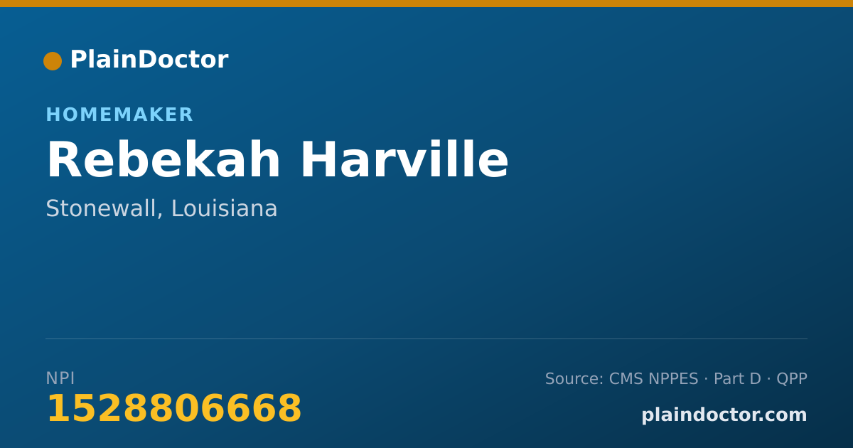 Shareable card for Rebekah Harville - Homemaker, Stonewall, LA
