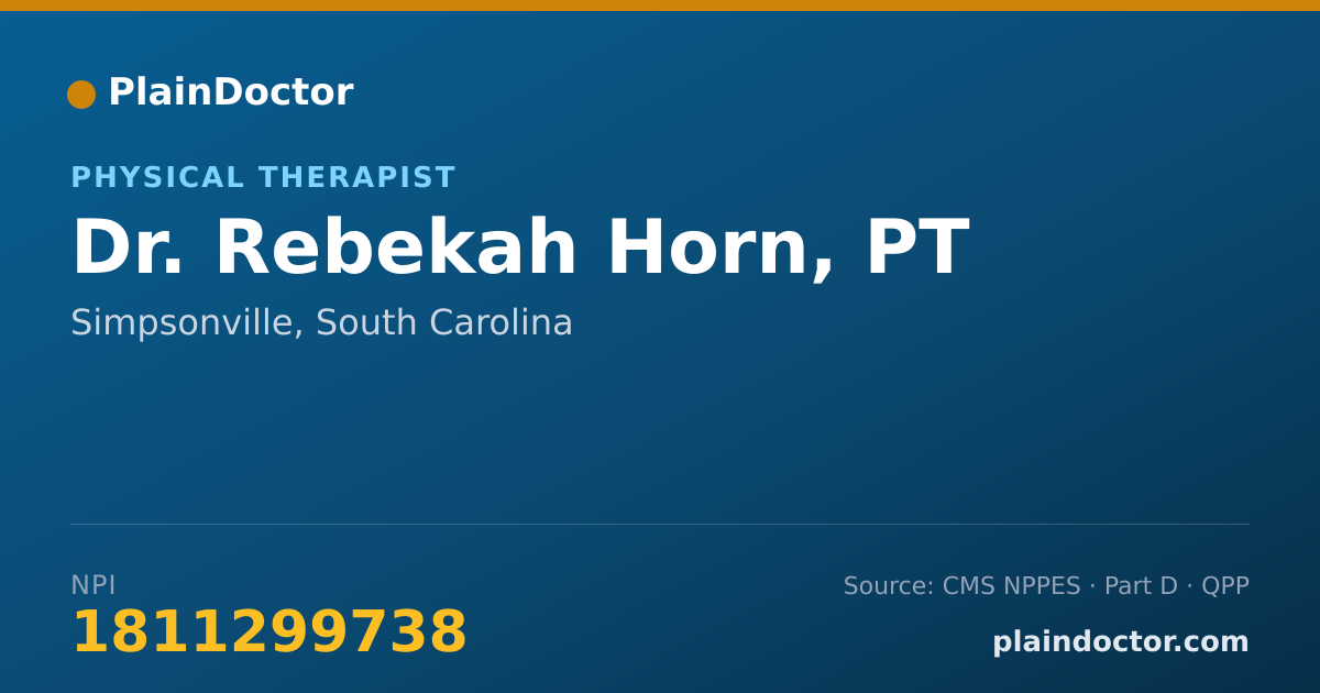 Shareable card for Rebekah Horn, PT - Physical Therapist, Simpsonville, SC