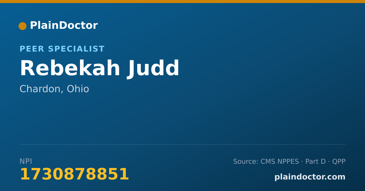 Shareable card for Rebekah Judd - Peer Specialist, Chardon, OH
