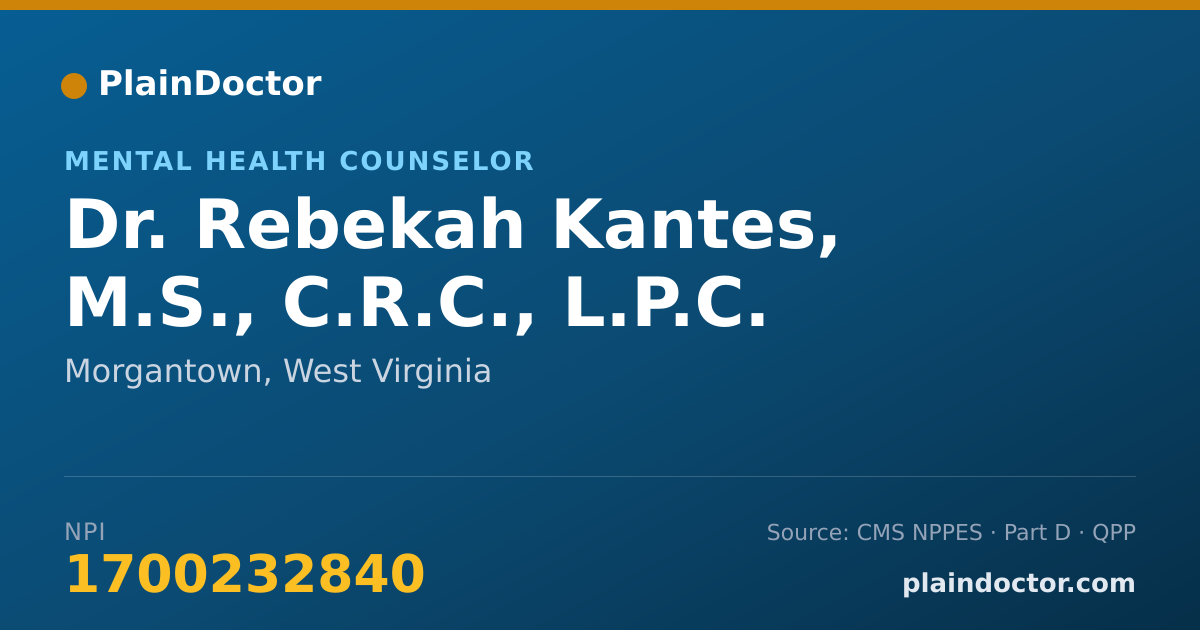 Shareable card for Rebekah Kantes, M.S., C.R.C., L.P.C. - Mental Health Counselor, Morgantown, WV