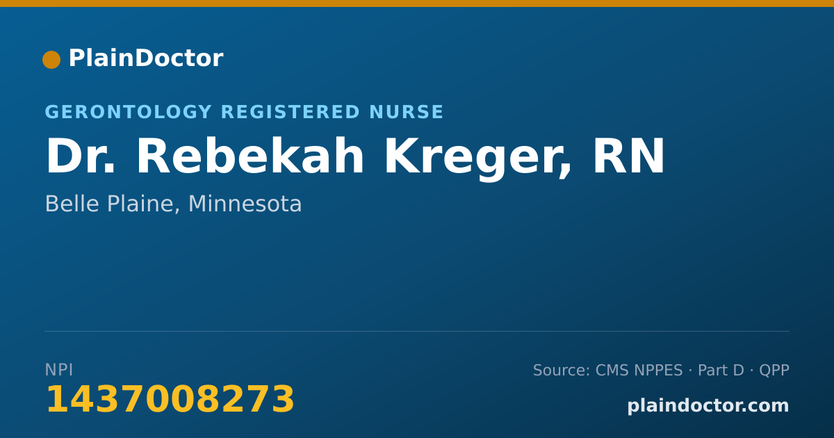 Shareable card for Rebekah Kreger, RN - Gerontology Registered Nurse, Belle Plaine, MN