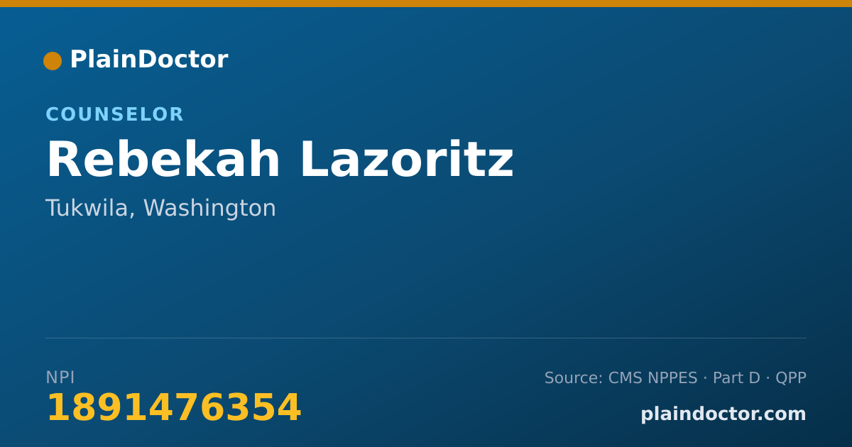 Shareable card for Rebekah Lazoritz - Counselor, Tukwila, WA