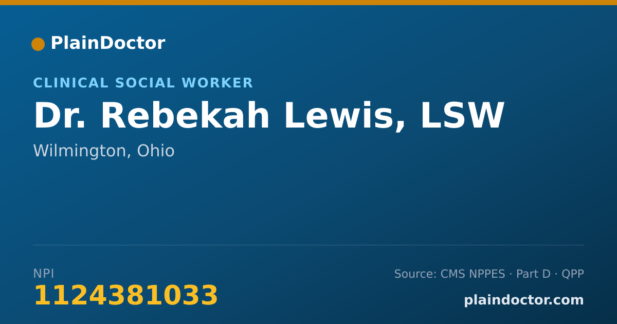 Shareable card for Rebekah Lewis, LSW - Clinical Social Worker, Wilmington, OH