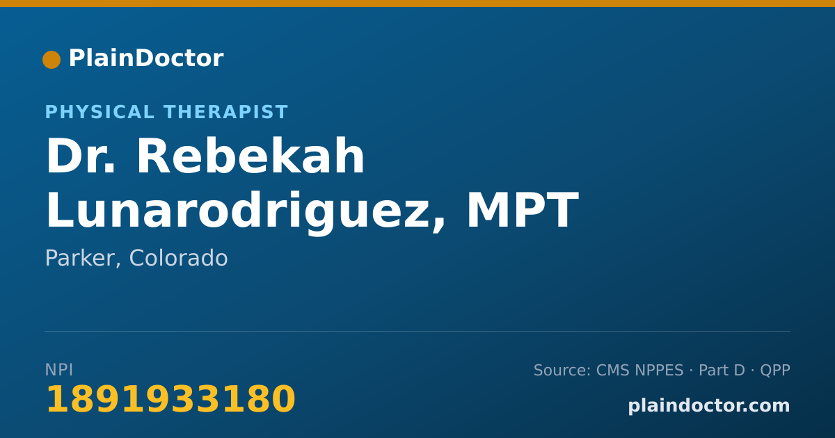 Shareable card for Rebekah Lunarodriguez, MPT - Physical Therapist, Parker, CO