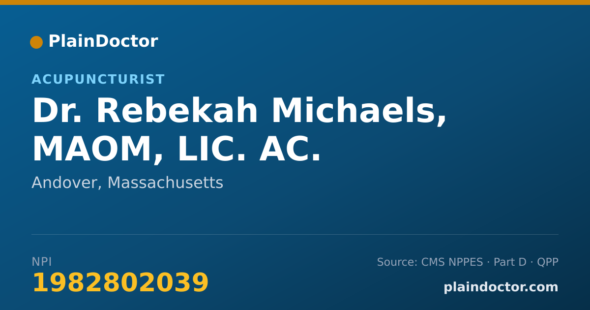 Shareable card for Rebekah Michaels, MAOM, LIC. AC. - Acupuncturist, Andover, MA