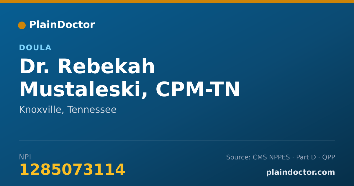 Shareable card for Rebekah Mustaleski, CPM-TN - Doula, Knoxville, TN