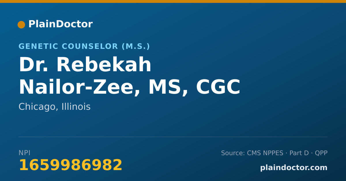 Shareable card for Rebekah Nailor-Zee, MS, CGC - Genetic Counselor (M.S.), Chicago, IL