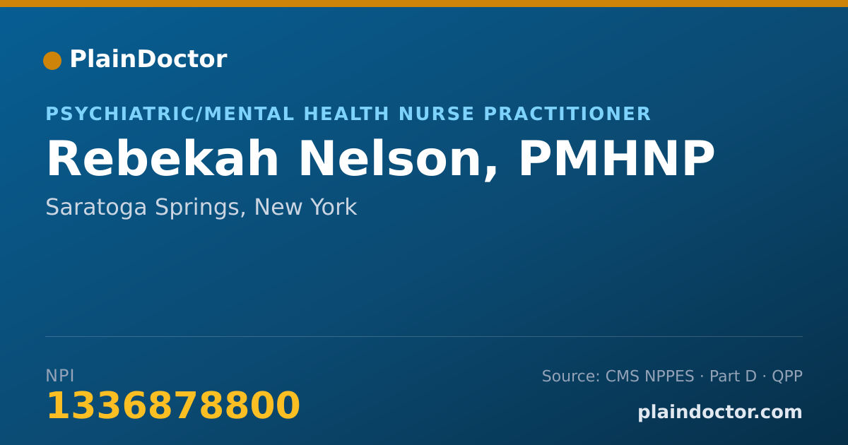 Shareable card for Rebekah Nelson, PMHNP - Psychiatric/Mental Health Nurse Practitioner, Saratoga Springs, NY
