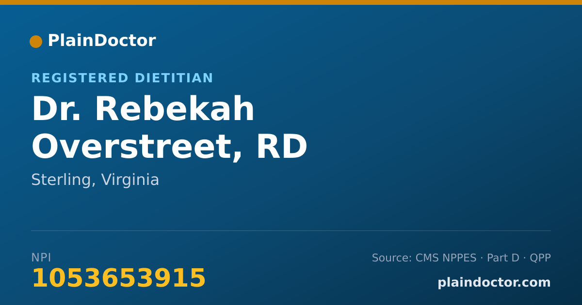 Shareable card for Rebekah Overstreet, RD - Registered Dietitian, Sterling, VA