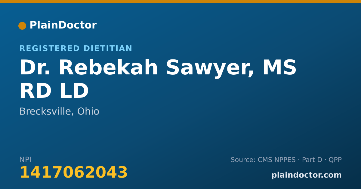 Shareable card for Rebekah Sawyer, MS RD LD - Registered Dietitian, Brecksville, OH