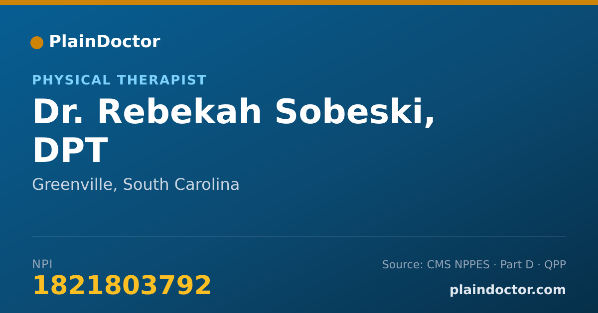 Shareable card for Rebekah Sobeski, DPT - Physical Therapist, Greenville, SC