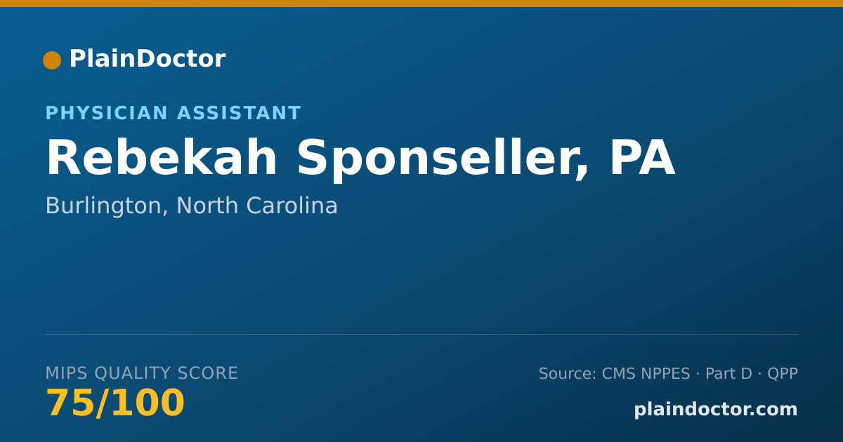 Shareable card for Rebekah Sponseller, PA - Physician Assistant, Burlington, NC